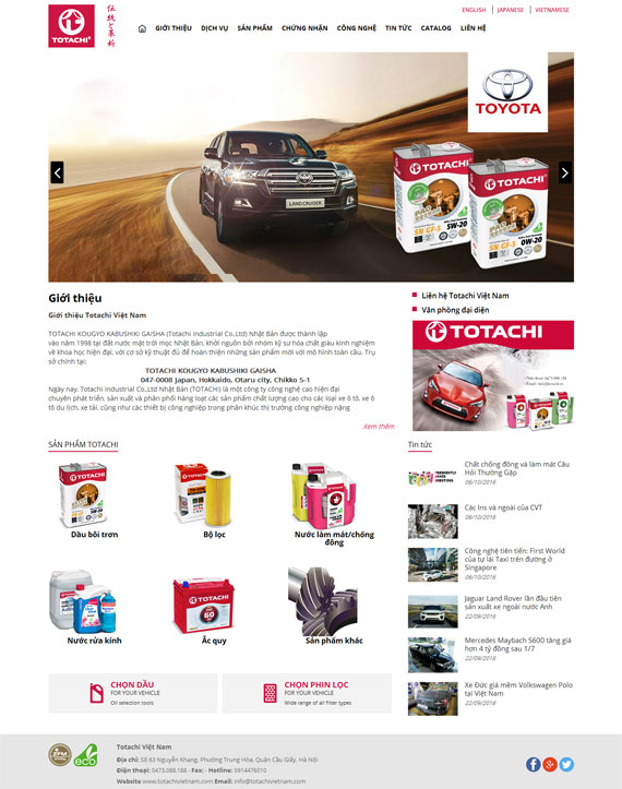 Giao diện website totachi việt nam