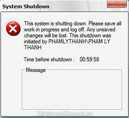 Thông báo đếm lùi trong Windows XP