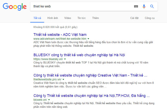 Tìm kiếm Top 10 “Công ty thiết kế website uy tín” theo Google.com.vn Tìm kiếm Top 10 “Công ty thiết kế website uy tín” theo Google.com.vn