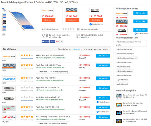 Tính năng khi Thiết kế phần mềm website so sánh giá - Ảnh web so sánh 03