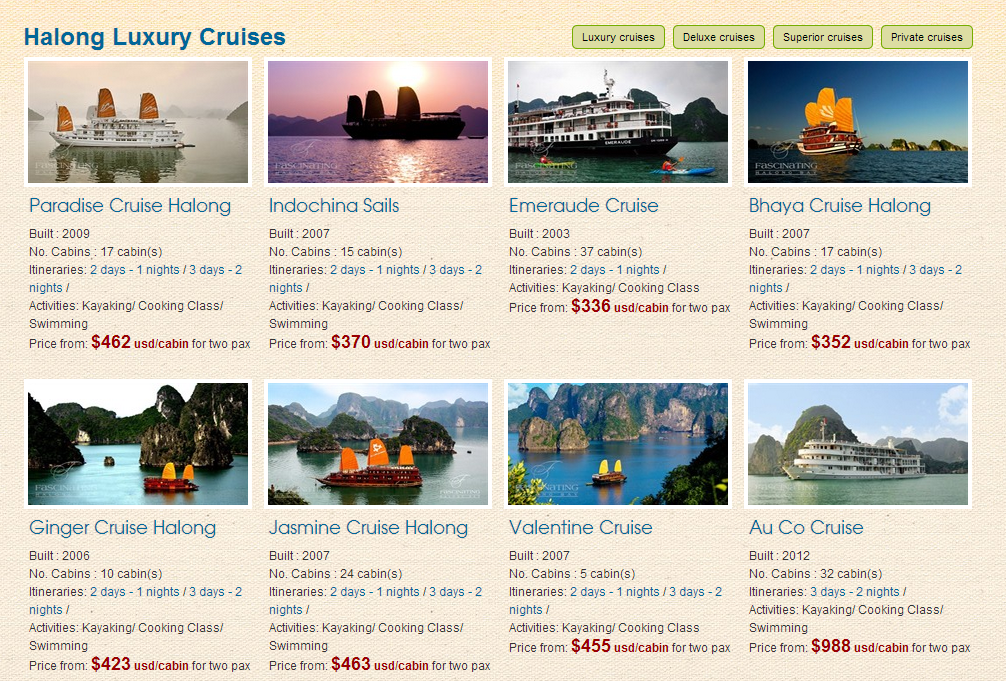 tính năng cho website du lịch