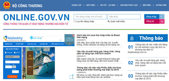  Đăng ký website thương mại điện tử với Bộ Công thương