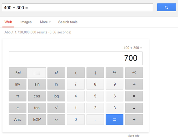 Tính năng làm toán của google