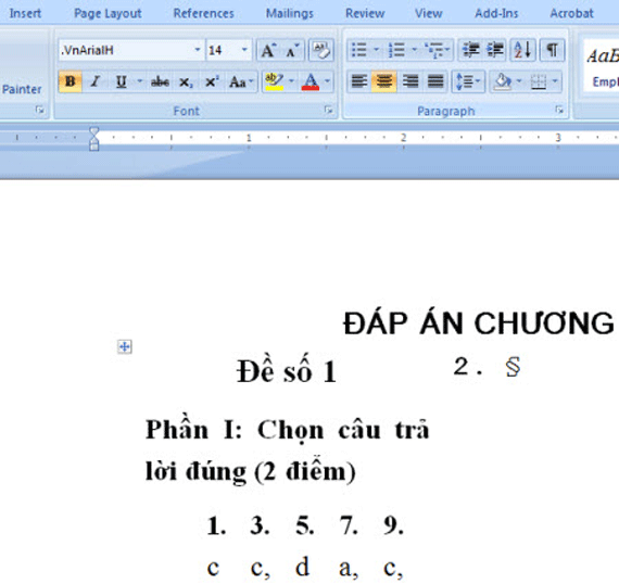 Văn bản đã hiện thị đúng font