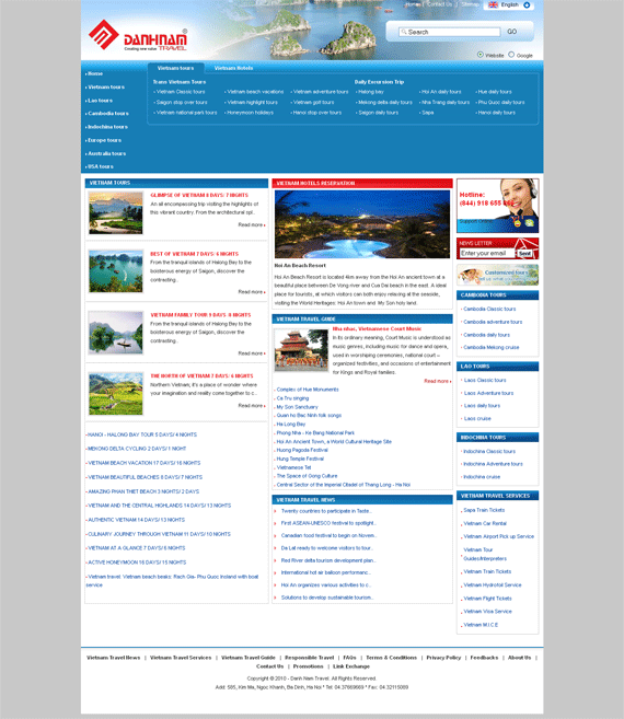 Sản phẩm Website du lịch Danhnam travel - www.vietnamadventures.org