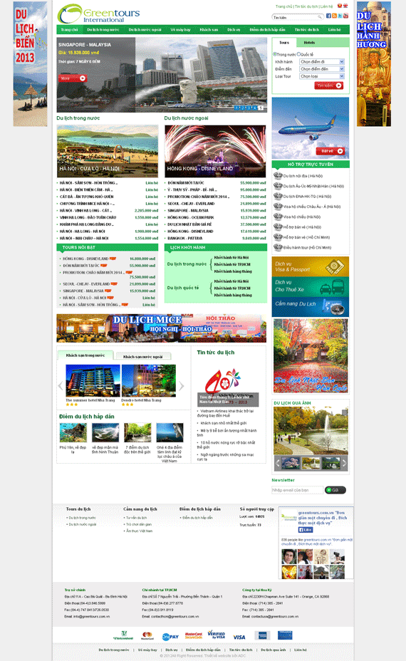 Sản phẩm Website du lịch Greentours - www.greentours.com.vn