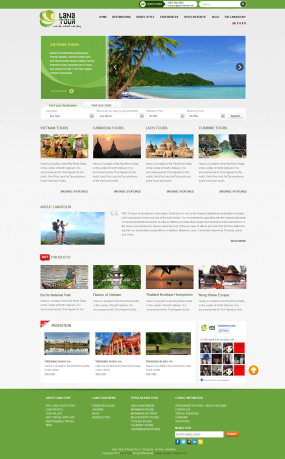 Sản phẩm Website du lịch Lana Tour