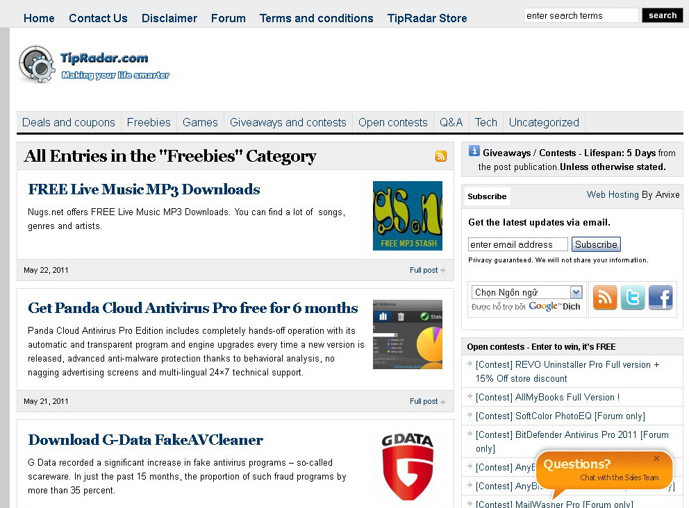 Một số trang web cung cấp thông tin về các phần mềm và tặng key